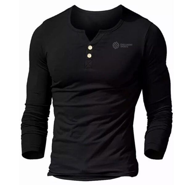 Men Solid Button Front Notch Neck Tee
